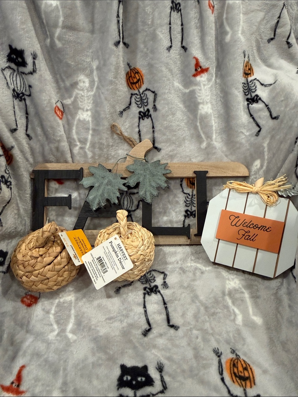 Welcome Fall Wooden Wall Decor with Leaf Accent - Neutral
